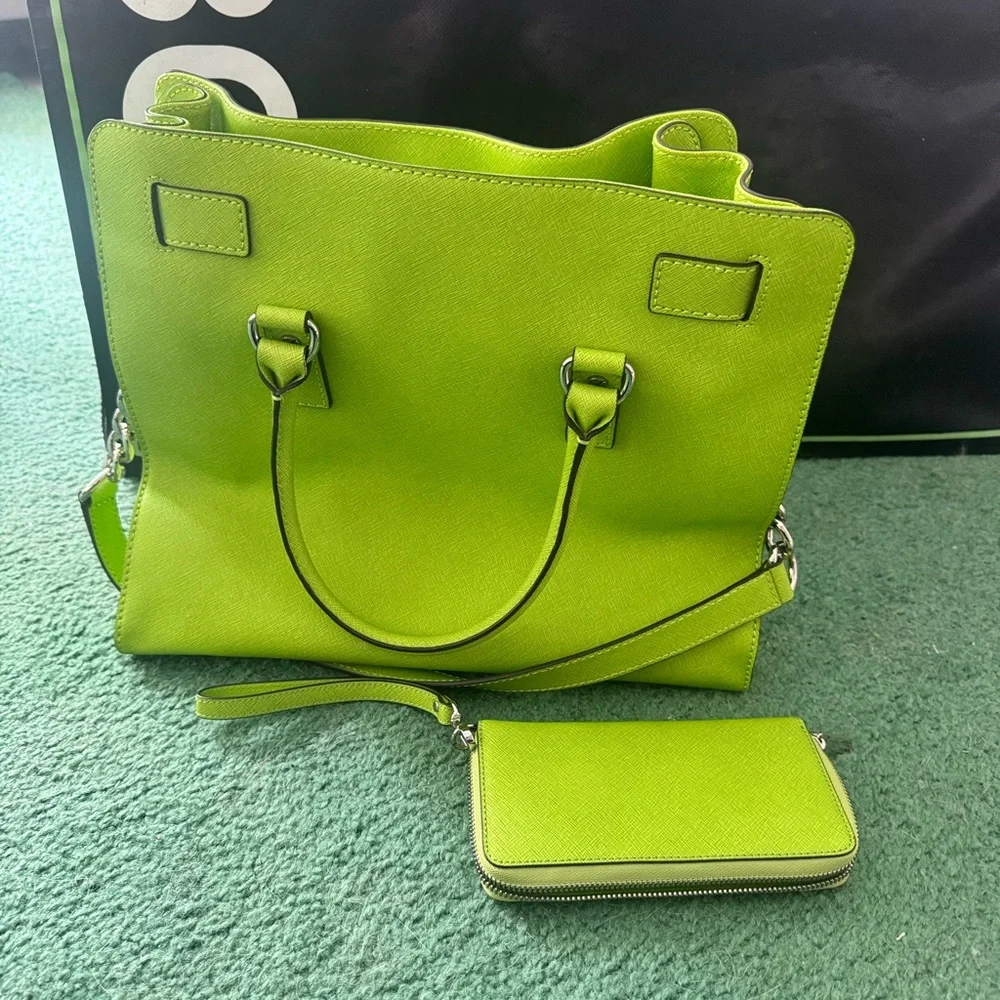 Michael Kors Vibrant Green Satchel and Wallet - Picture 4 of 7